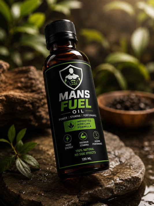 Mans Fuel Oil bottle with natural background