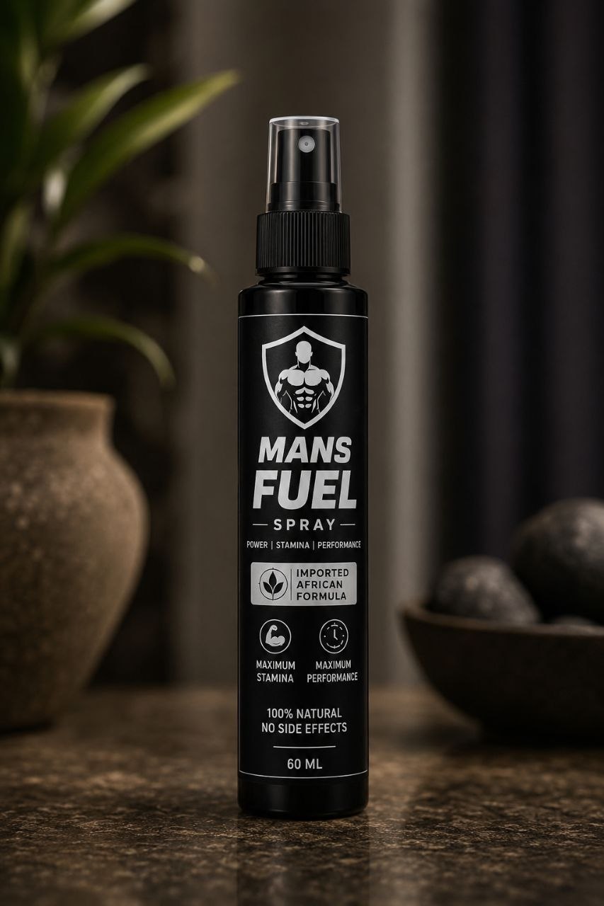 Mans Fuel Spray bottle on table