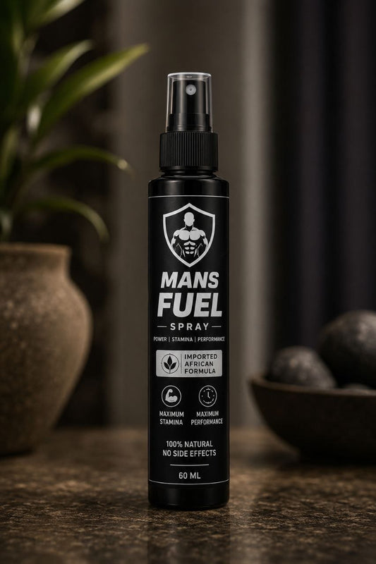 Mans Fuel Spray bottle on table